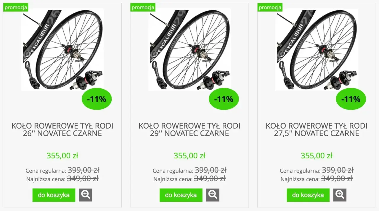 Trzy koła rowerowe tylne na promocji: 26", 27,5" i 29". Dowiedz się, jak zmierzyć rozmiar koła w rowerze, by wybrać idealne.