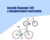 Rzecznik Finansowy i UFG o ubezpieczeniach rowerzystów. Dwa rowery, jeden biały górski, drugi turkusowy miejski.