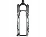 Błyszczący, srebrny widelec rowerowy RockShox Pike DJ, gotowy na każde wyzwanie na trasie.