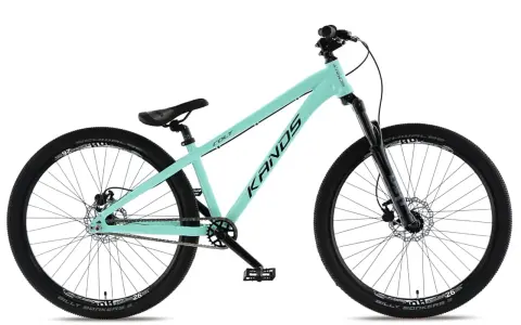 Miętowy rower KANDS COLT, idealny do trików. Zastanawiasz się, jakie błotniki do MTB będą pasować? Ten model ich nie posiada.