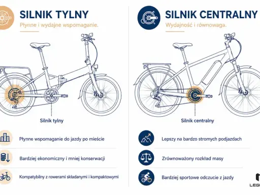 Porównanie: jaki silnik do roweru elektrycznego? Silnik tylny zapewnia płynne wspomaganie, centralny – wydajność i równowagę.