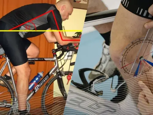 Analiza pozycji kolarskiej: pomiar kąta zgięcia nogi przy sztywnej osi w rowerze.