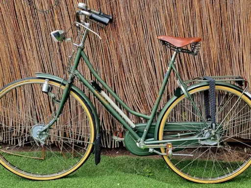 Zielony rower Raleigh, klasyczny model z brązowym siodełkiem Brooks, gotowy na miejskie przygody. Raleigh rower co to za firma? To brytyjska legenda.