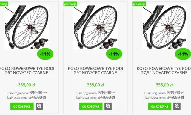Trzy koła rowerowe tylne na promocji: 26", 27,5" i 29". Dowiedz się, jak zmierzyć rozmiar koła w rowerze, by wybrać idealne.