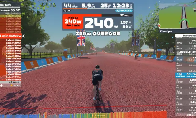 Test FTP wirtualny, 240w przez 1 min. Dobry wynik, jeśli chcesz sprawdzić, jakie FTP jest dobre dla Ciebie.