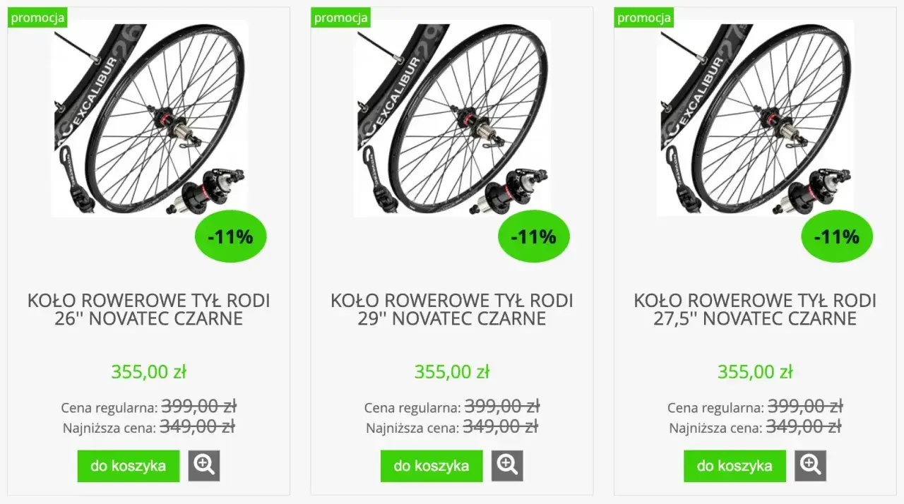 Trzy koła rowerowe tylne na promocji: 26", 27,5" i 29". Dowiedz się, jak zmierzyć rozmiar koła w rowerze, by wybrać idealne.